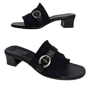 Munro American Women's Leather Slides Size 8.5 USA Made Mid Heeled Shoes M485597